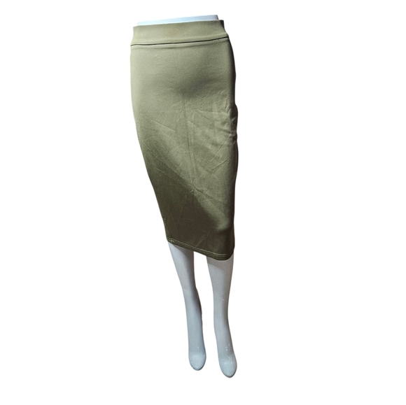 Hera Collection Midi Pencil Skirt Olive Army Green Hidden Zipper size Small - Picture 1 of 9